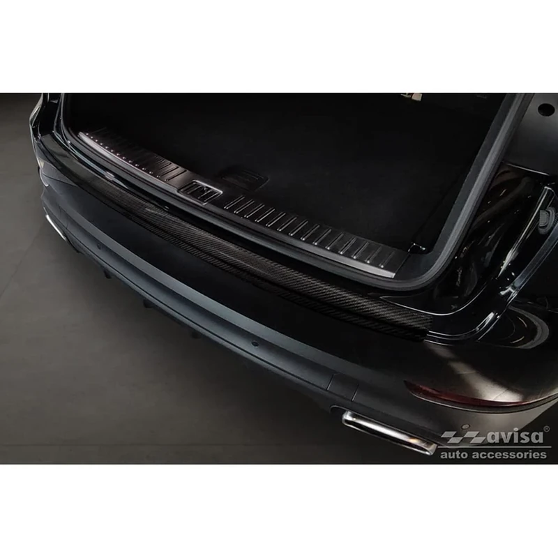 Avisa Real 3D Carbon Rear bumper protector compatible with Porsche Cayenne III 2017- 'Ribs'