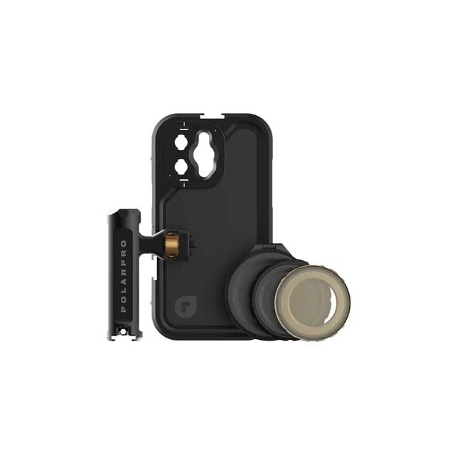 PolarPro - LiteChaser iPhone 14 Pro Max - Cage Kit - Incl. iPhone 14 Pro Max Cage - Single Handle - VND 3-5 Filter - Image 1