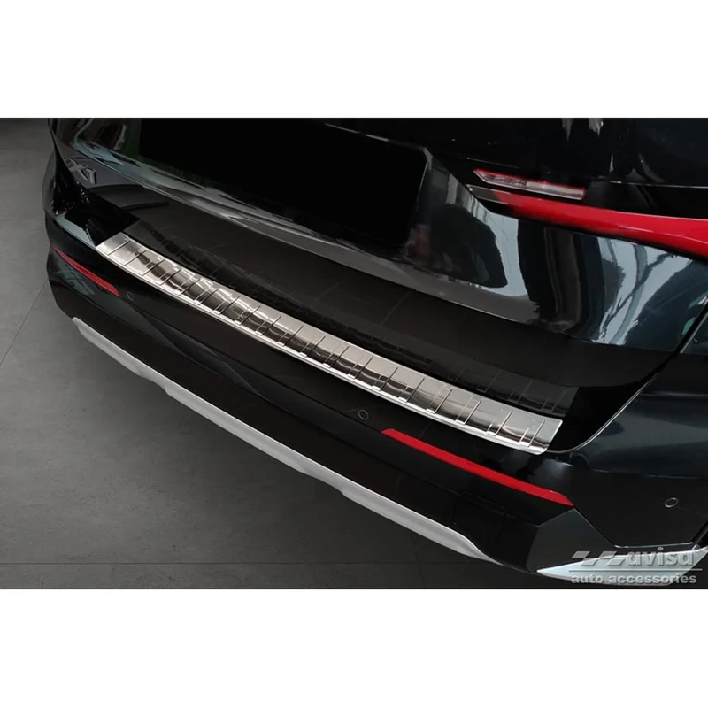Avisa Stainless Steel Rear Bumper protector compatible with BMW X1 U11 / X1 U11 xLine 2022- 'Ribs', Silver