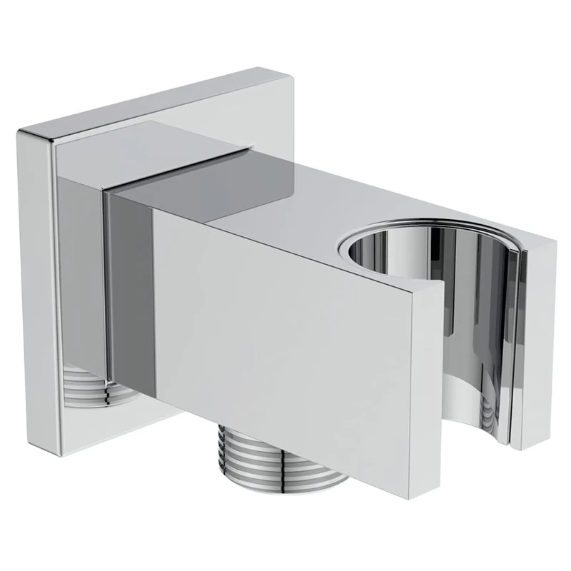 Shower Head Holder and Wall Outlet - Ideal Standard Idealrain Square Shower Head Holder and Outlet, Chrome, BC771AA