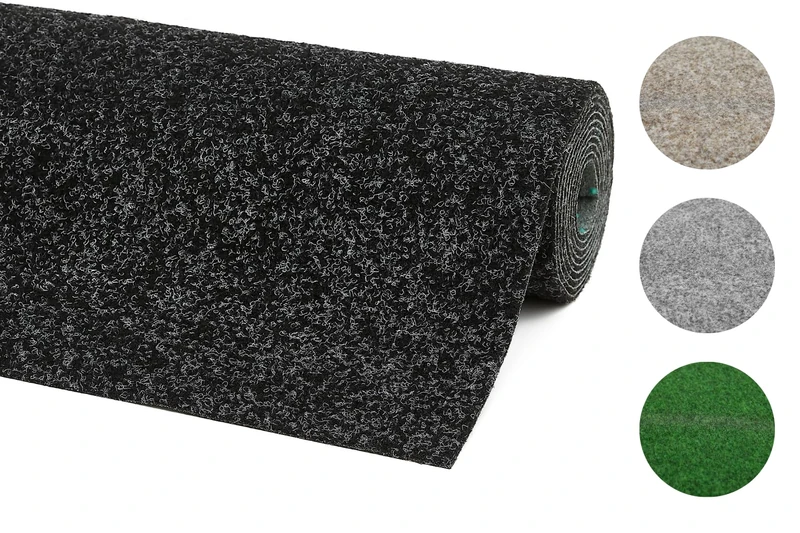 andiamo 205467 Decorative Artificial Grass Carpet Suitable for Outdoor use with nubs, Durable, Easy to Clean and Weatherproof, 133 x 300 cm, Anthracite, Charcoal