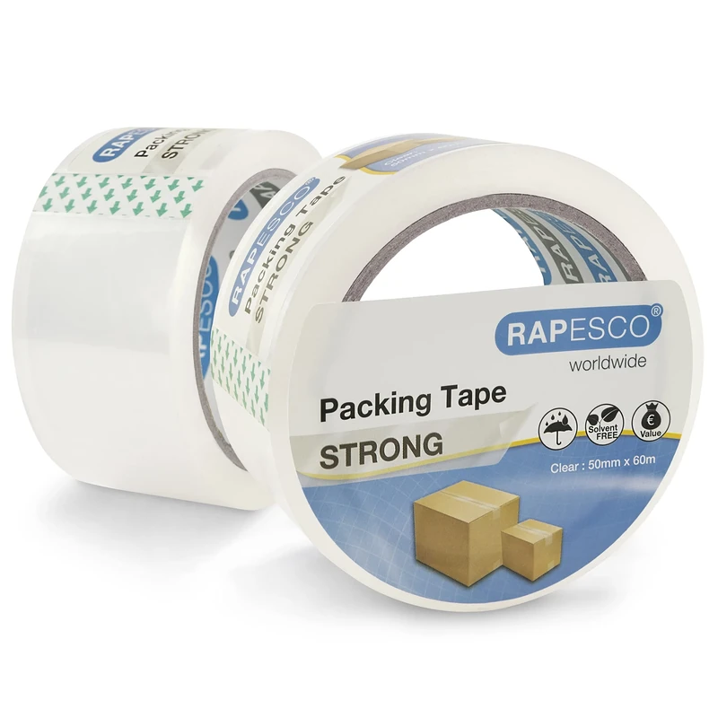 Rapesco 1697 Strong Packing Tape 50mm x 60m Clear (Pack of 2)
