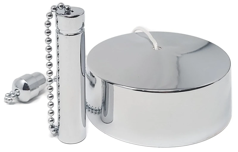 CubeTECH Bathroom Light Pull Cord and Fitting Kit - Chrome Round Light Switch (Bathroom Light Switch, Ceiling pendant light cord pull string, Black Bathroom Accessories) Bathroom accessory