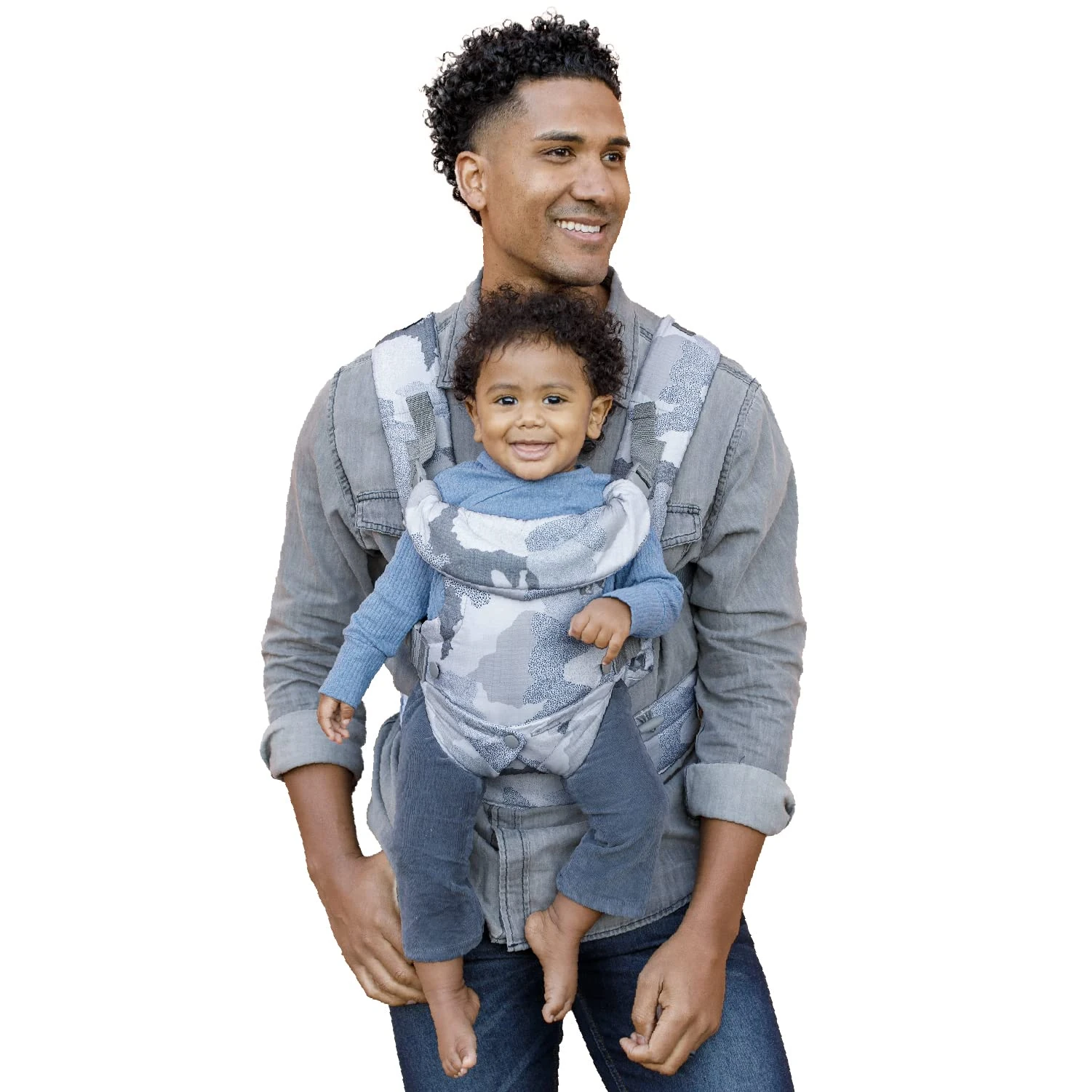 Infantino Flip Advanced 4-in-1 Baby Carrier - Ergonomic, Convertible, Face-in and Face-Out Front and Back Baby Carrier Newborn to Toddler 3.6-14.5 kg, Blue Camo