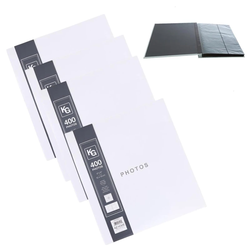 Kiera Grace 400-Pocket Jocelyn Simple & Classic Photo Album For Home & Office With CD Storage Pocket, 13.19”L x 12.01"W x 1.5“H To Display 400-4" x 6" Pictures, 6 Pieces, White - Image 1