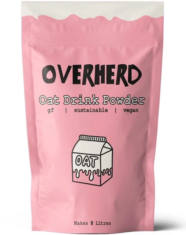 Overherd Oat Milk Powder - Makes 8 Litres - Vegan Creamer for Tea & Coffee, Gluten-Free & Dairy-Free Dried Oat Milk, Ideal for Everyday Use & Travel