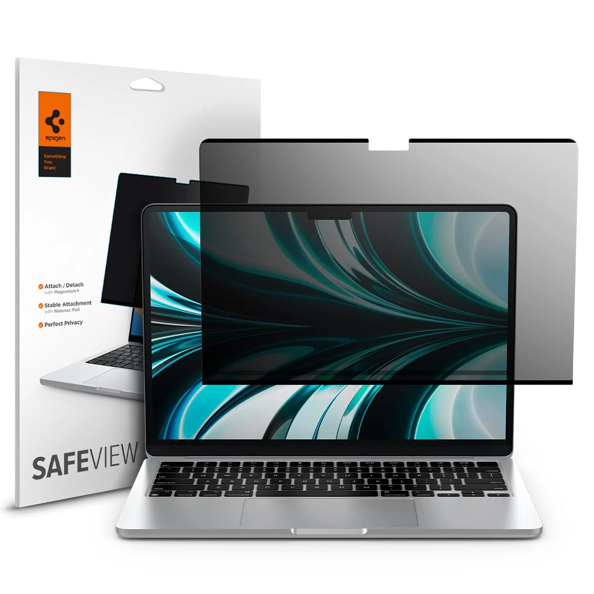 Spigen SafeView Privacy Filter Screen Protector for MacBook Air 13 inch (M4 2025 / M3 2024 / M2 2022)