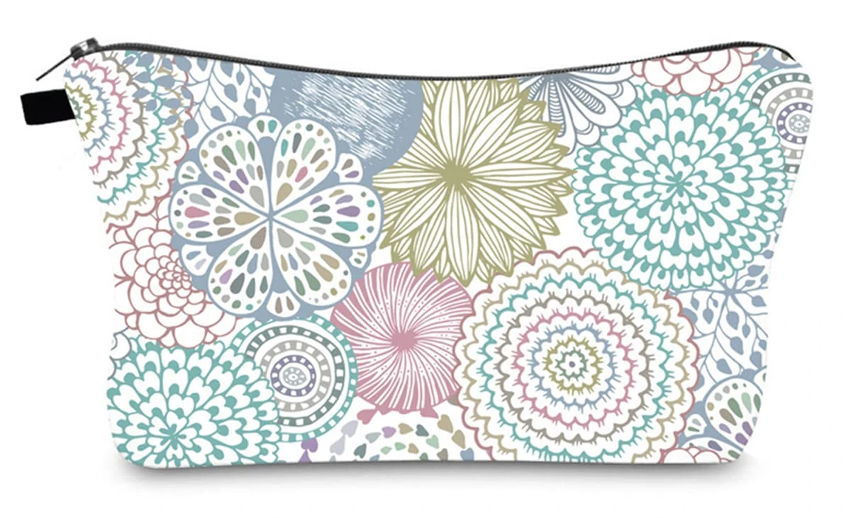 FAVORTALK Toiletry Bags for Women Portable Travel Cosmetic Bag for Women Beauty Zipper Makeup Organiser Bag with Beautiful Flowers Datura Pattern Washable Waterproof Makeup Bag B1087