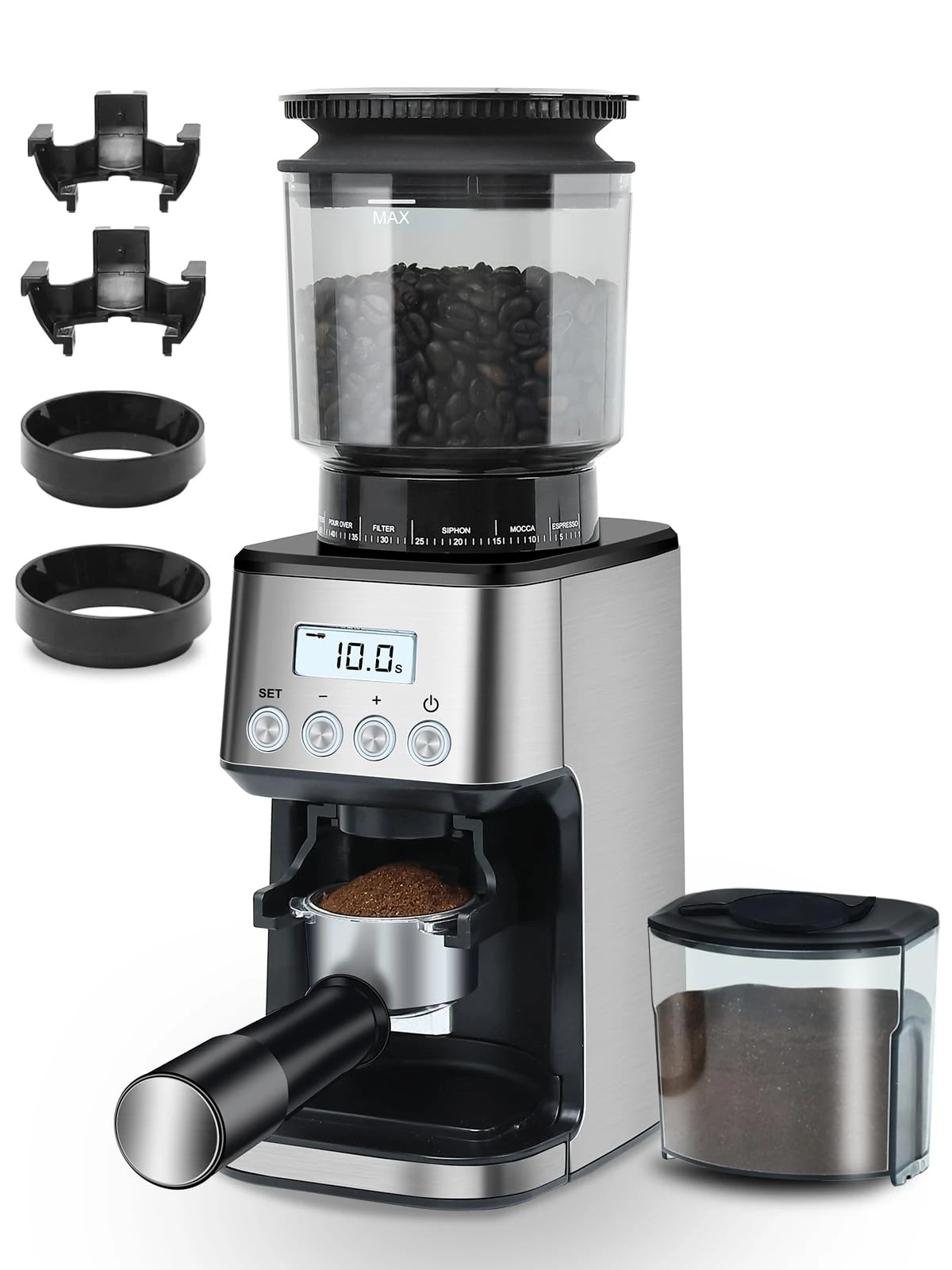 Homtone Conical Burr Coffee Grinder Electric for Portafilter, 51 Precise Grind Settings Bean Coffee Grinder for Espresso/Drip/Pour Over/French Press, Anti-Static, 12 Cup