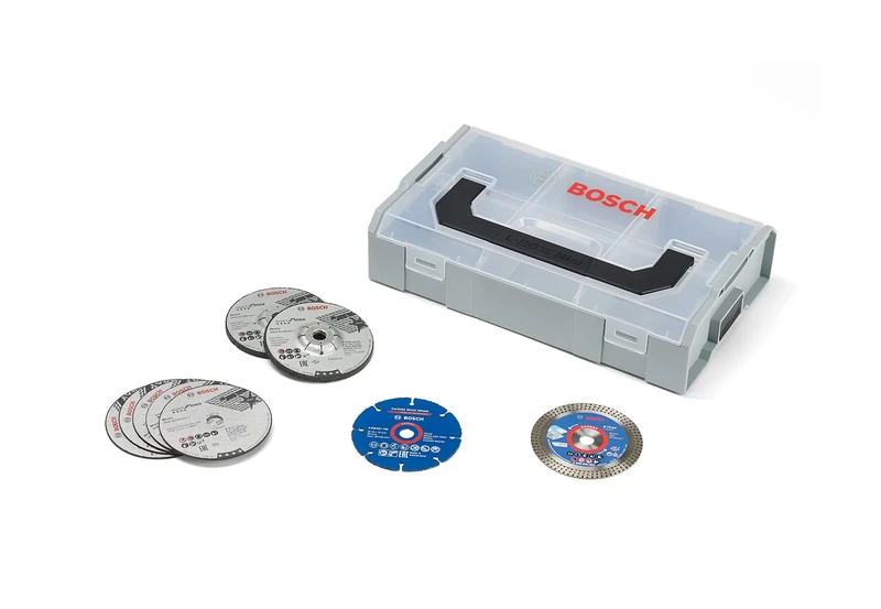 Bosch 9-Piece 76 mm Disc Set in Mini L-Boxx (for GWS-12V, Diameter 76 mm, Professional Accessories Angle Grinder)