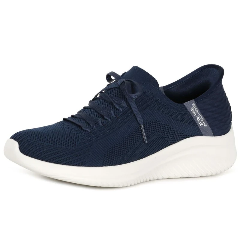 Skechers Women's Ultra Flex 3.0 Brilliant Path Slip-On Sneakers, Navy Knit/Mint Trim, 6 UK