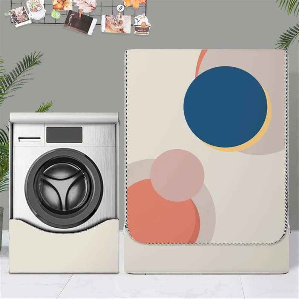 Odot Washer Dustproof Cover Front Load, Washing Machine Dryer Protector Sunscreen Waterproof Tumble Dryer Case Protective Cover for Most Front Loadi (S,Colorful circle)