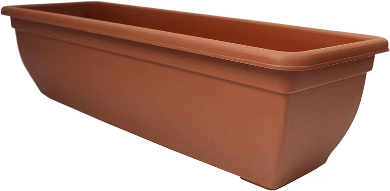 Optimal Products Bel Trough Plant Pot Plastic Winchester Bel Garden Flower Patioectangle Planter UK (1PC, Terracotta 46cm)