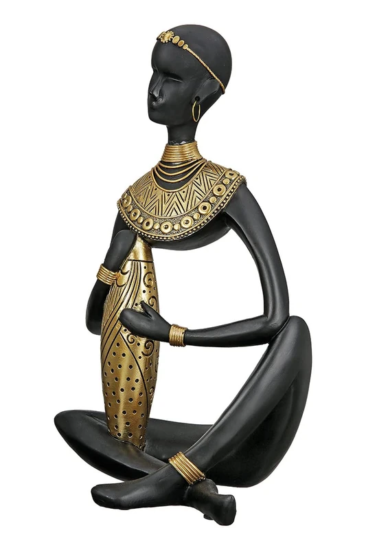 GILDE Decorative Figurine Sculpture Made of Resin – African Decoration Safari – Colour: Black Gold – Height 32.5 cm - Image 1