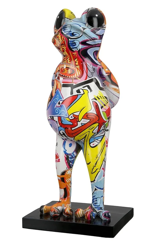 Casablanca Decorative Animal Figure Sculpture Frog Frog Modern Art Decoration Made of Resin Street Art Design Multicoloured Height 30.5 cm