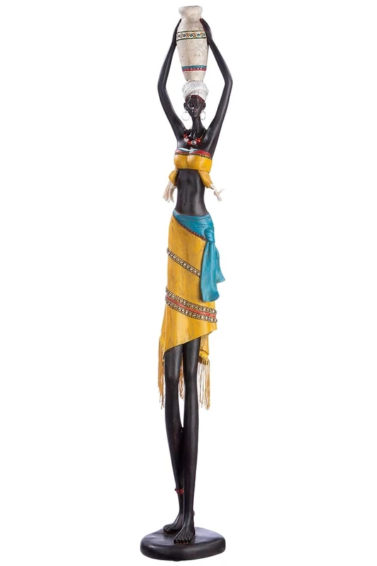 Gilde Large Modern Decorative African Sculpture - African Decoration Made of Resin - Brown - Height 89 cm