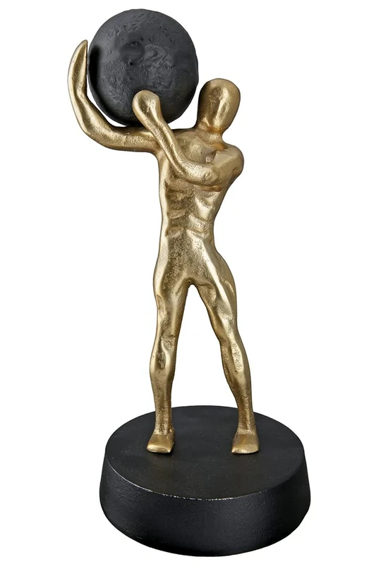 GILDE Decorative Figure Sculpture Strong Stark XL - Modern Art and Decoration Made of Resin - Colour: Gold - Height 35.5 cm