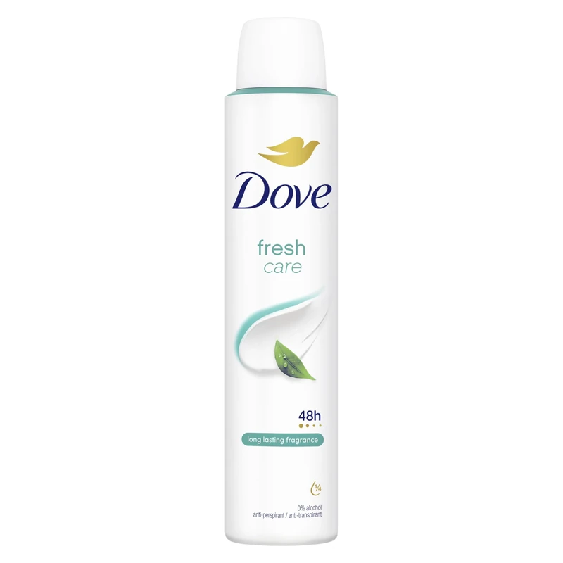 Dove Fresh Care Anti-Perspirant Aerosol Women's Deodorant Spray with ¼ moisturising cream for 48 hour sweat and odour protection 6x 200 ml