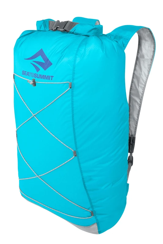 Sea to Summit - Ultra-Sil Dry Day Pack 22L - Waterproof Ultra-Lightweight Backpack - 30D Cordura Fabric - Tiny Sized Sack - Roll-Top & Reflective Elastic Bungee - For Travel - Atoll Blue - 110g