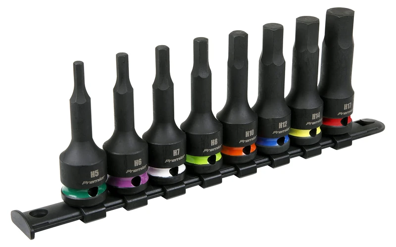 Sealey Hex Impact Socket Bit Set 8pc 1/2" Sq Drive - AK56001