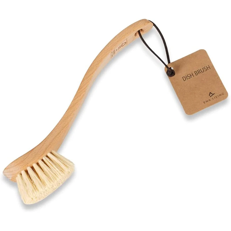 ENA Living Wooden Dish Brush (26x4 cm) | Sustainable FSC-certified Beechwood | Eco Labelled With Horse Hair Bristles | Long Lasting and Sturdy