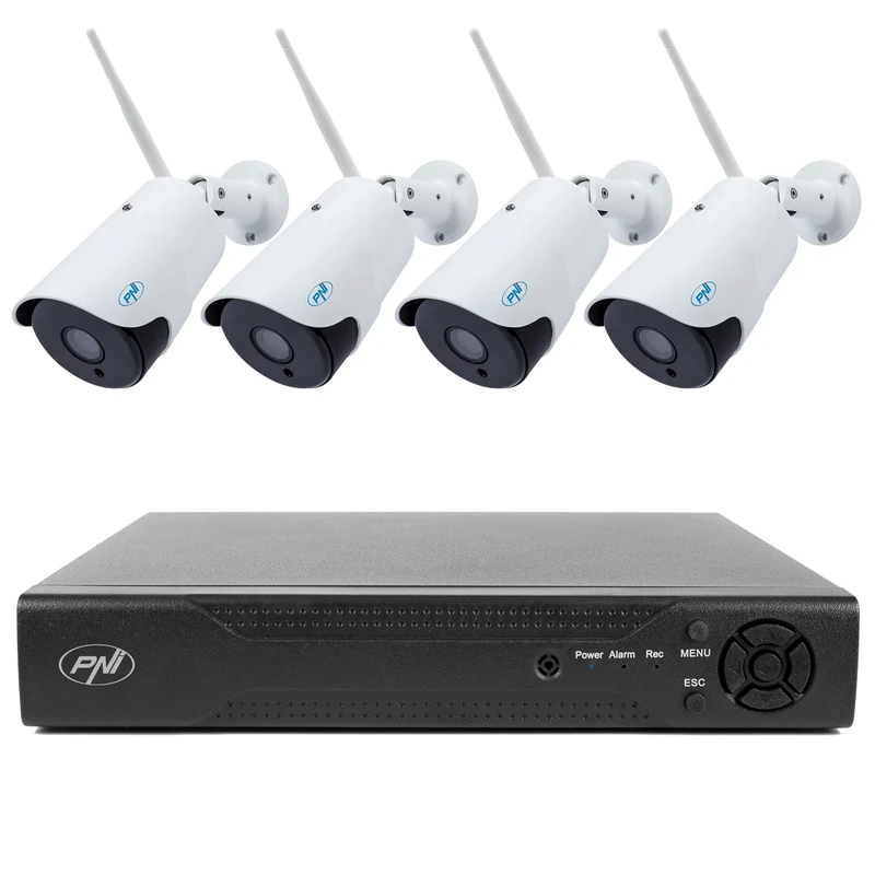 PNI NVR House IP716 video surveillance package and 4 IP52 cameras with IP, 2MP