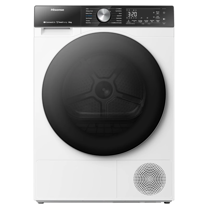 Hisense 5 Series DH5S102BW 60cm Freestanding 10KG Heatpump Front Load Tumble Dryer with WiFi Enabled - 17 Programmes - Auto dry- Steam Refresh - Allergy Care White A+++ Rated