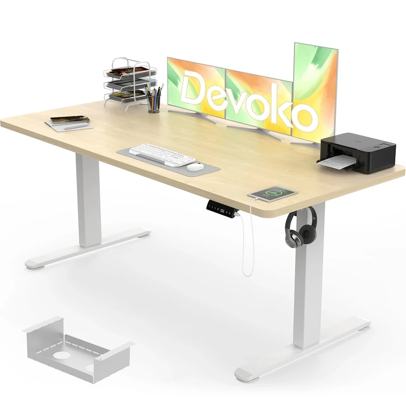 Devoko 160x80cm Electric Standing Desk with USB & 3 Memory Settings