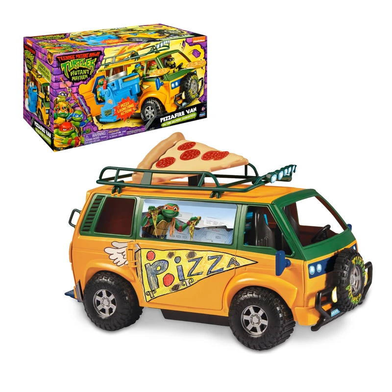 Giochi Preziosi, Ninja Turtles 2023 Mutant Chaos, Ninja Turtles Pizza Launcher Van, Compatible with All Basic Characters, for Children and Girls from 4 Years