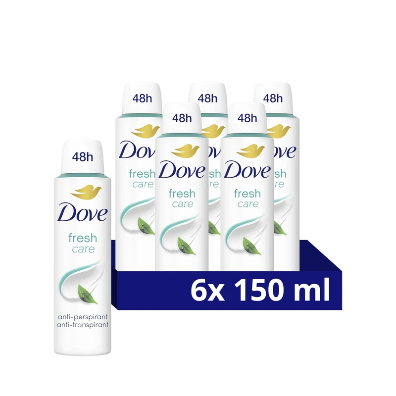 Dove Fresh Care Women's Spray - 48hr Protection, 150ml x6