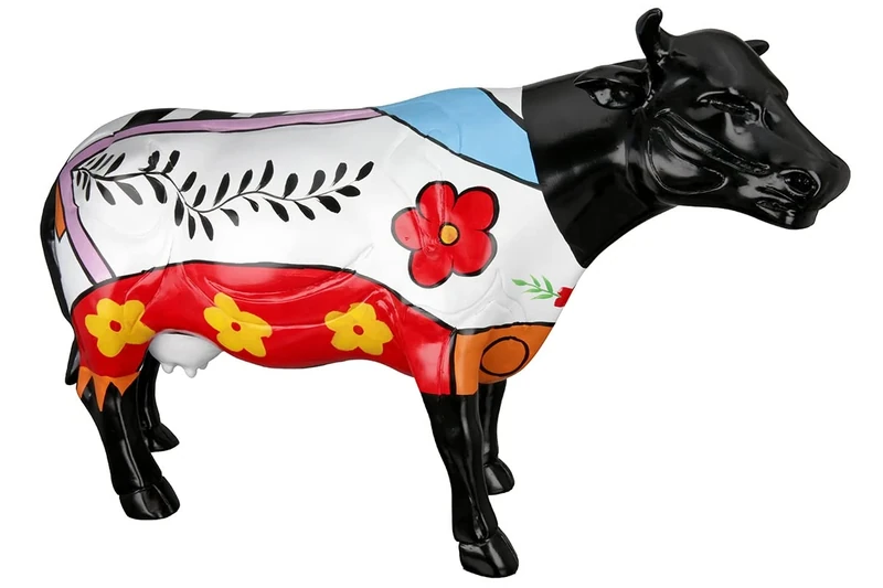 Casablanca Decorative Figure Animal Figure Sculpture Cow XL Colourful Cow Modern Decoration Living Room Width 63 cm - Image 1