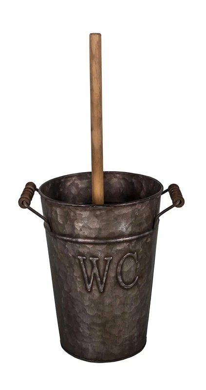 Antic Line Zinc Bucket with Toilet Brush, Grey, M