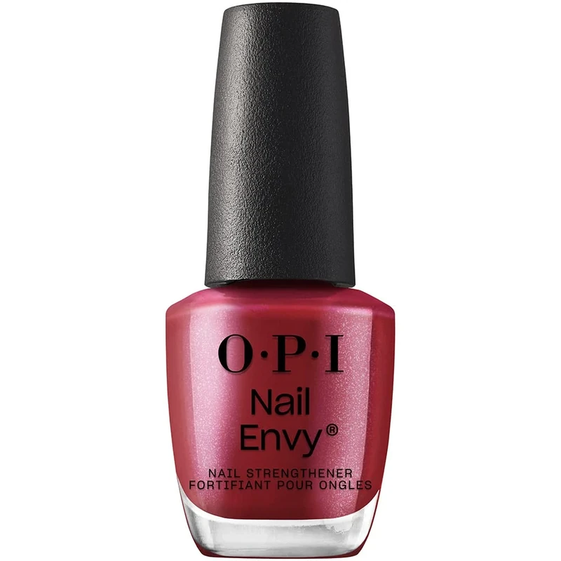 OPI Nail Envy Nail Strengthener, Tough Luv Opaque Dark Red Pearl Nail Polish Treatment with Vegan Formula to Strengthen Weak & Thin Nails, 15ml