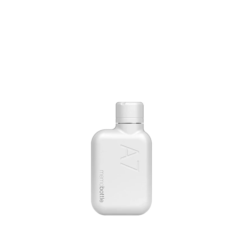 memobottle A7 Stainless Steel - 8oz / 250ml - Flat water bottle designed to fit in your bag - White