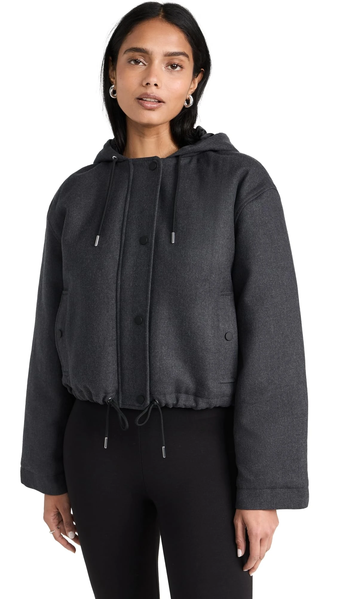 Theory Women's Flannel Cropped Parka Casual Blazer, Pestle Melange, S