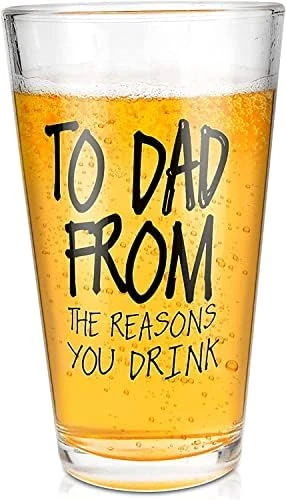 Careign Fathers Day Cup Gifts for Dad from Daughter Son 16OZ Beer Glasses, Dad Christmas Gifts for Husband Men on Christmas Birthday Fathers Day Anniversary