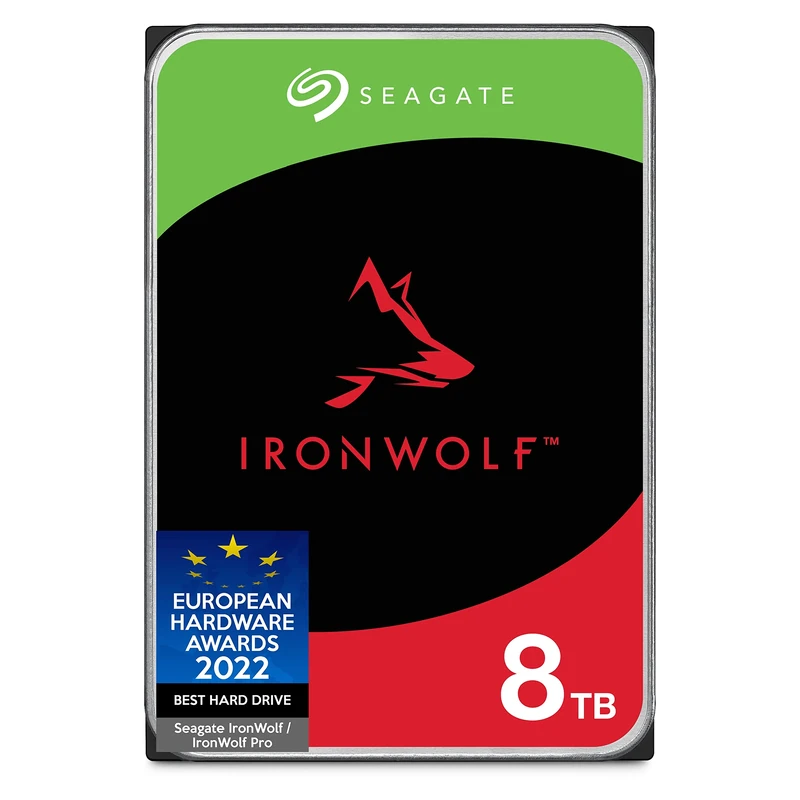 Seagate IronWolf, 8 TB, Enterprise Internal NAS HDD – CMR 3.5 Inch, SATA 6 Gb/s, 7,200 RPM, 256 MB Cache for RAID NAS, Rescue Services (ST8000NT002)