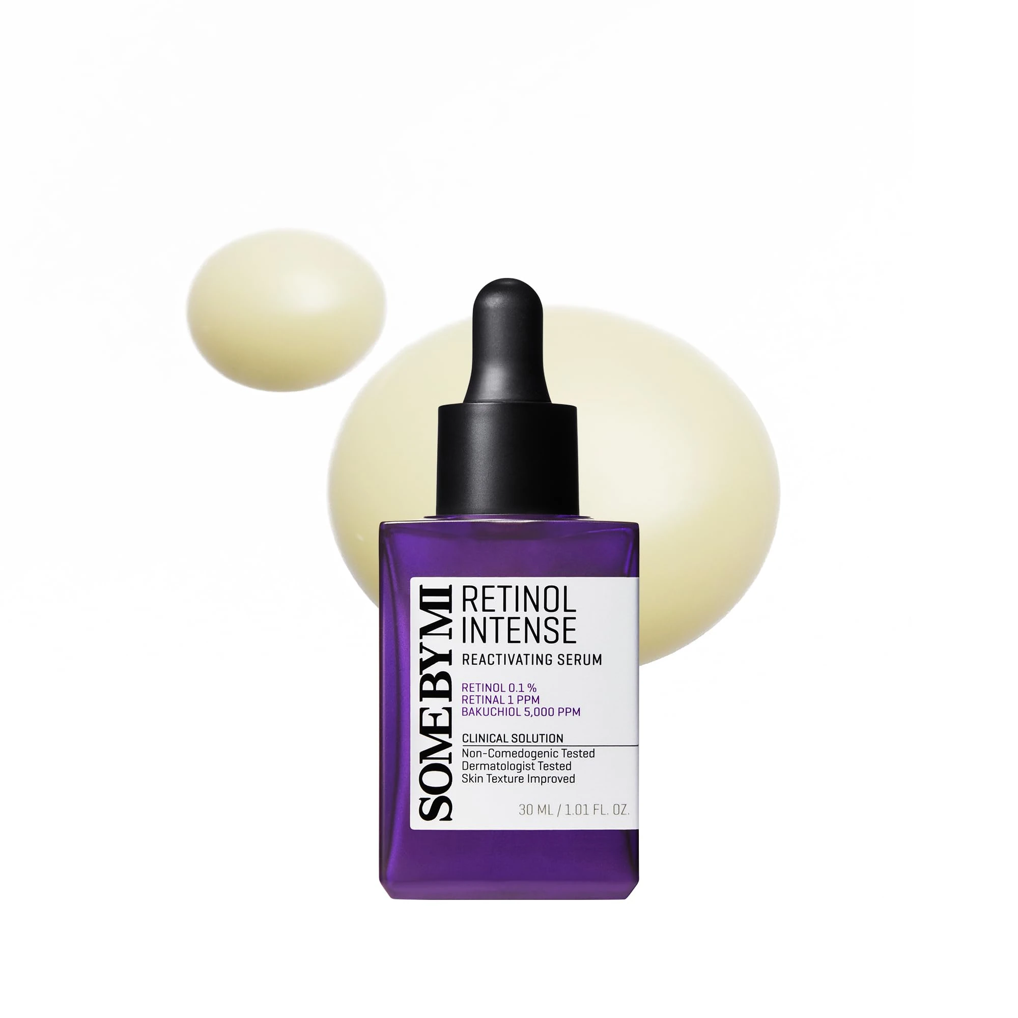SOME BY MI Retinol Intense Reactivating Serum 30 ml – Retinol Bakuchiol & Niacinamide Serum for Anti‑Aging & Pore Minimizer– Vegan Glass Skin Korean Skincare with Hyaluronic Acid Hydration