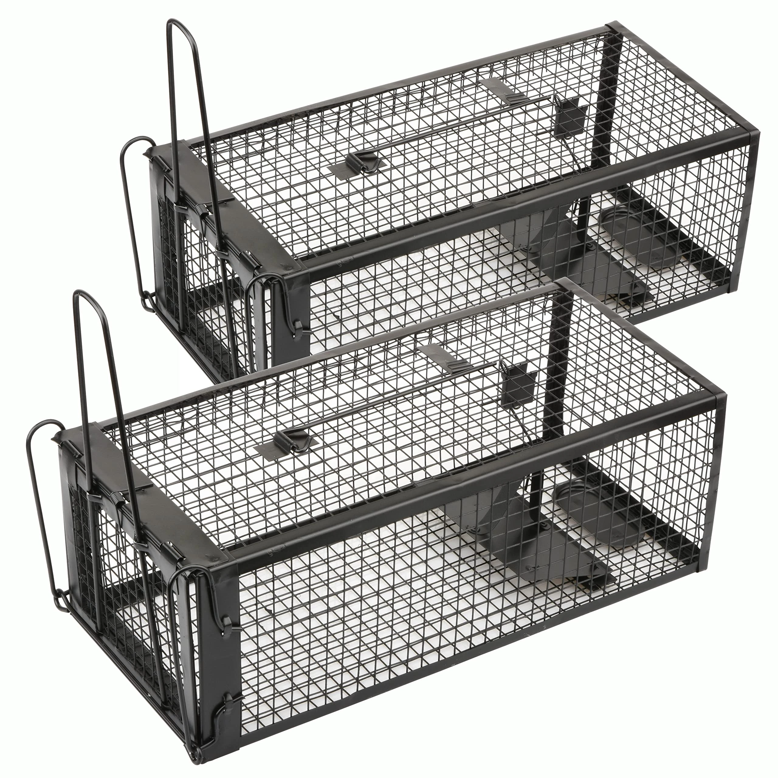 Anyhall 2-Pack Humane Live Mouse Rat Traps for Indoors and Outdoors (Black)