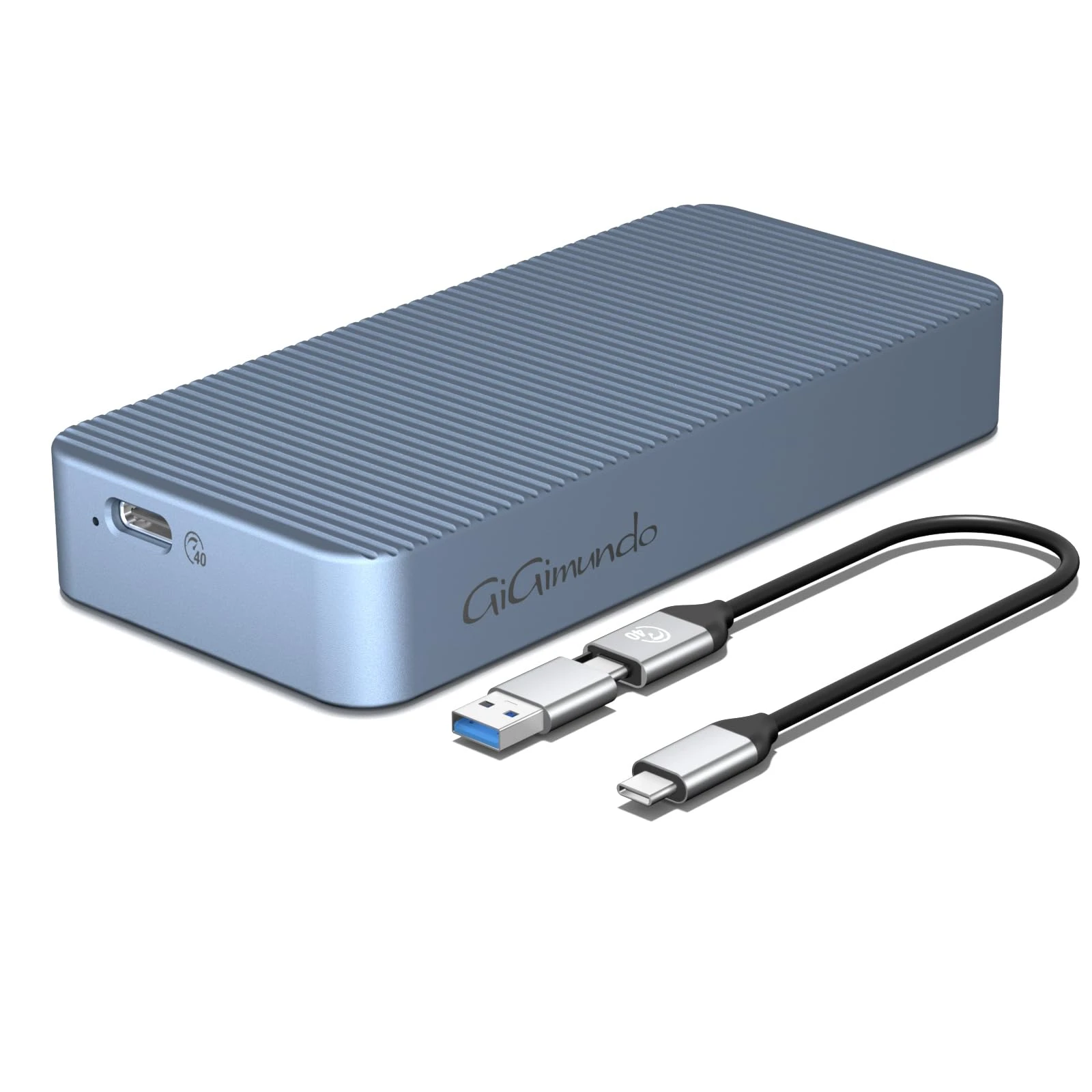 GiGimundo AJM40C Ultra-Fast 40Gbps External SSD Enclosure - Compatible for Mac/PC with Thunderbolt 3/4 for High-Speed Data Transfer, 4K Video Editing, Gaming, Backup - Gray