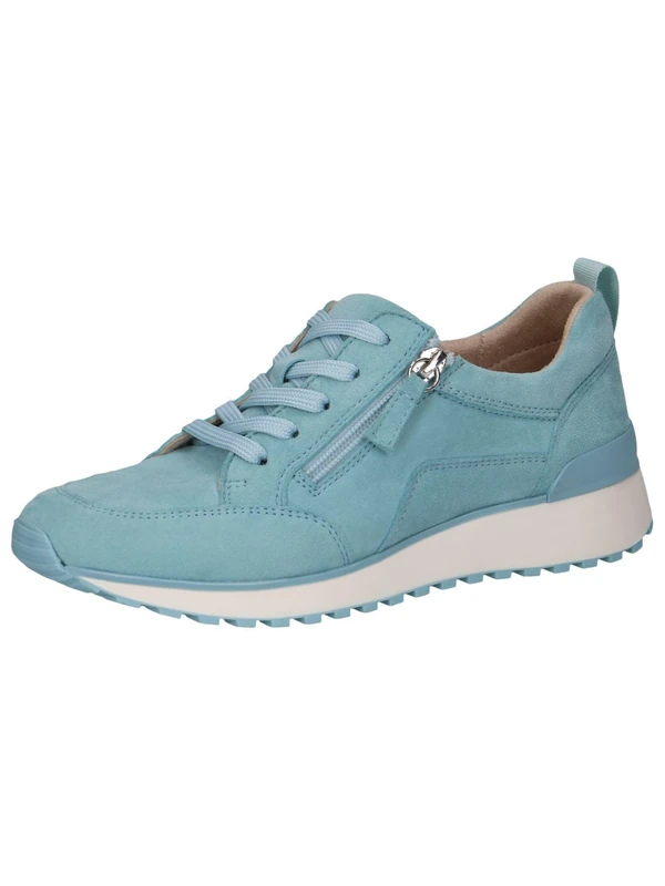CAPRICE Women's Low-top Leather Sneakers with Zipper, Blue (Lt.Blue Suede), 6.5 UK