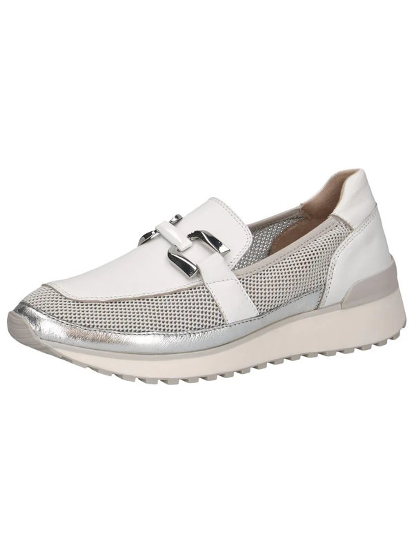 CAPRICE Women's Platform Loafers Sporty, White (White/Silver), 7.5 UK