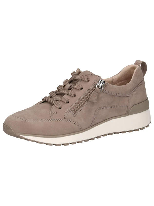 CAPRICE Women's Low-top Leather Sneakers with Zipper, Brown (Mud Suede), 7.5 UK