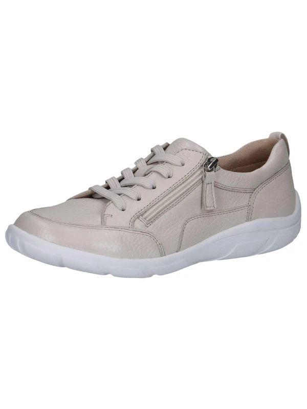 CAPRICE Women's Low-top Leather Sneakers with Zipper, Cream (Pearl Perl Dee), 6 UK