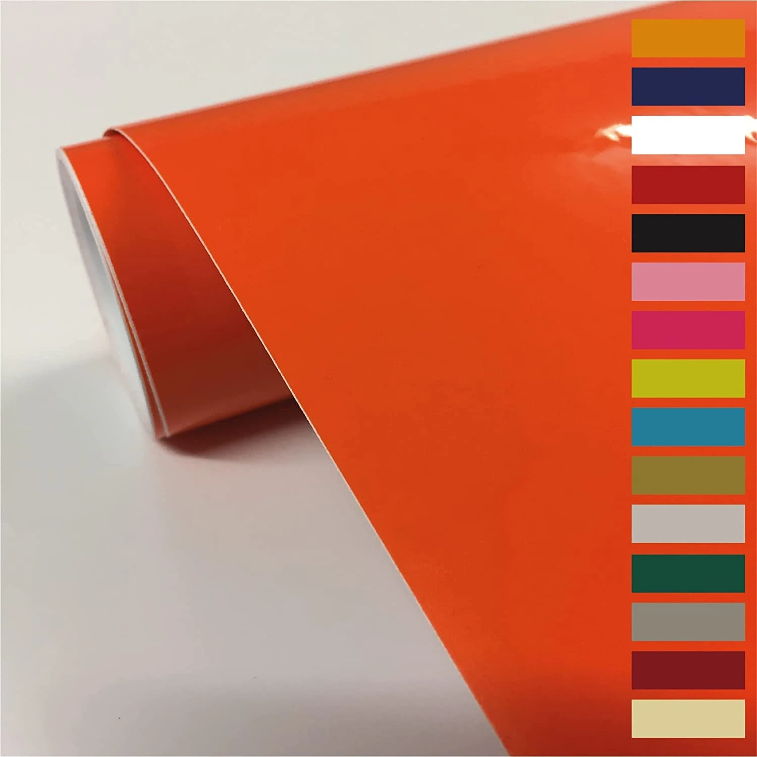 vgoltd Furniture Stickers Gloss Self Adhesive Vinyl Wrap Sticky Contact Paper Roll for Kitchen Countertop Cupboard Cabinets Wardrobe & Tabletops (Orange, 30 x 100 cm)