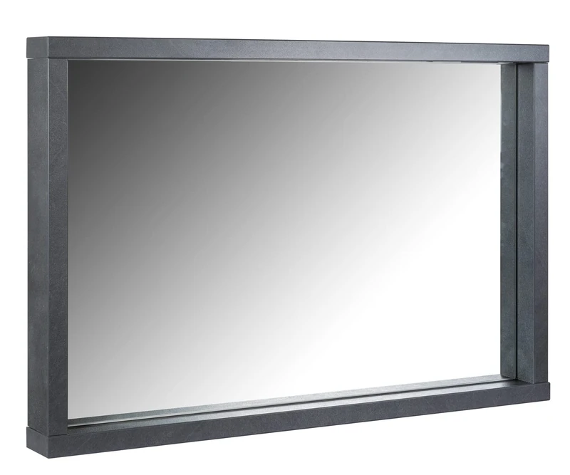 Composad | SIGNO Line Mirror with Wooden Frame, Bathroom Mirror, Entrance and Living Room, Modern Mirror, Dimensions 88 x 58.5 x 8.2 cm, Tadao Grey, Made in Italy - Image 1