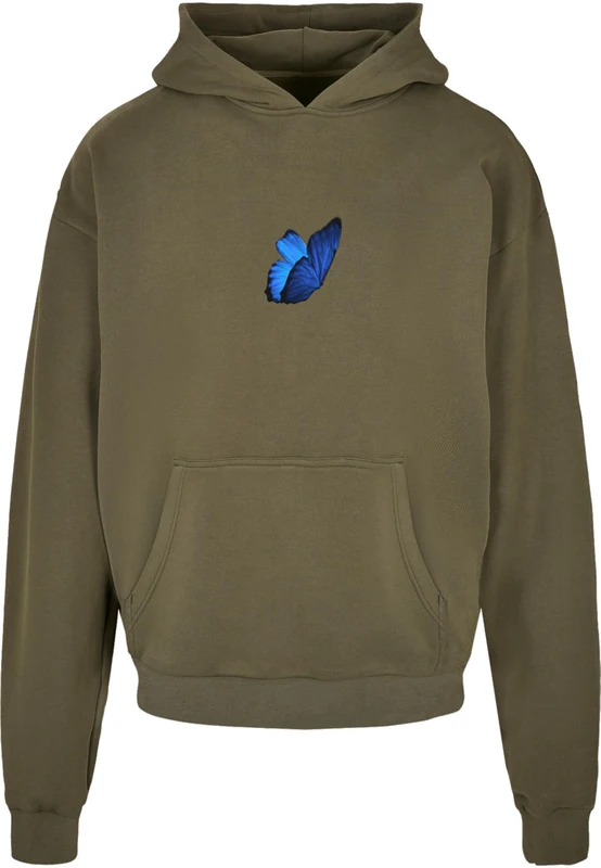 MT Upscale Mister Tee Unisex Le Papillon Heavy Oversize Hoody Hooded Sweatshirt, OLIVE,