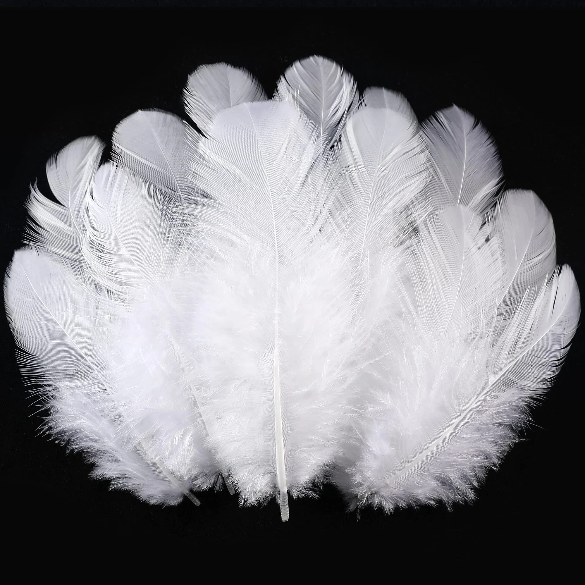 Soarer 300pcs White Feathers for Crafts - 3-5inch Feathers Bulk for Wedding Home Party, Dream Catcher Supplies and DIY Crafts(White)