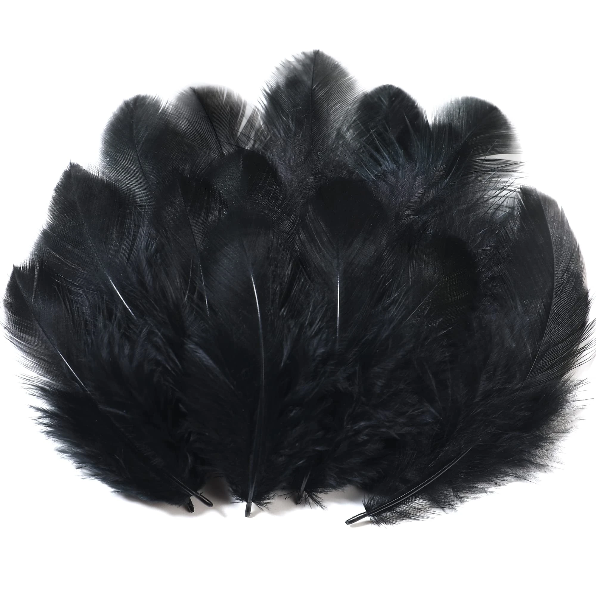 Soarer Black Craft Feathers Bulk - 300pcs 3-5inch Natural Feathers for Wedding Home,Dream Catcher Supplies,DIY Crafts and Halloween Holiday Party(Black)