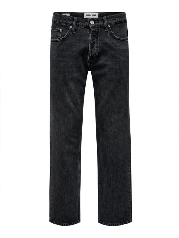 ONLY & SONS Male Loose Cut Jeans ONSEDGE Mid Rise Straight Cut Jeans, Black Denim, 30 W/34 L